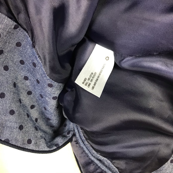 Gap Blue Navy Polka Dot Button Front Chambray The Academy Blazer Size 4 - Picture 5 of 7